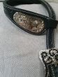 Custom Two Ear Headstall Black with Silver Bubbles and Black Crystals